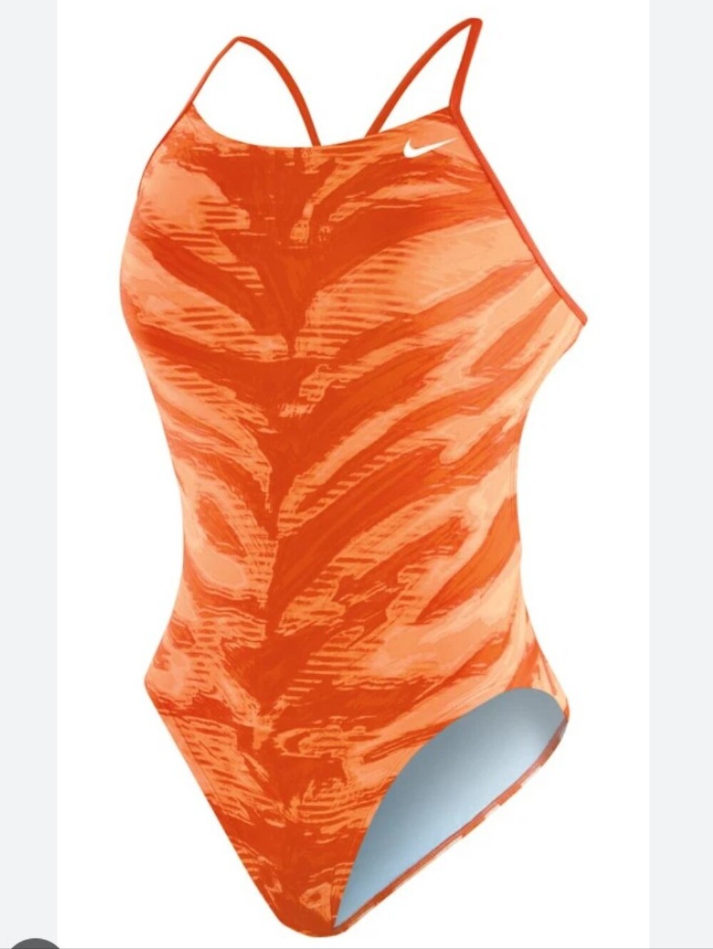 Nike, NWT, Girl's, Graphic Orange Marbled One-Piece Swimsuit, Size 28/12